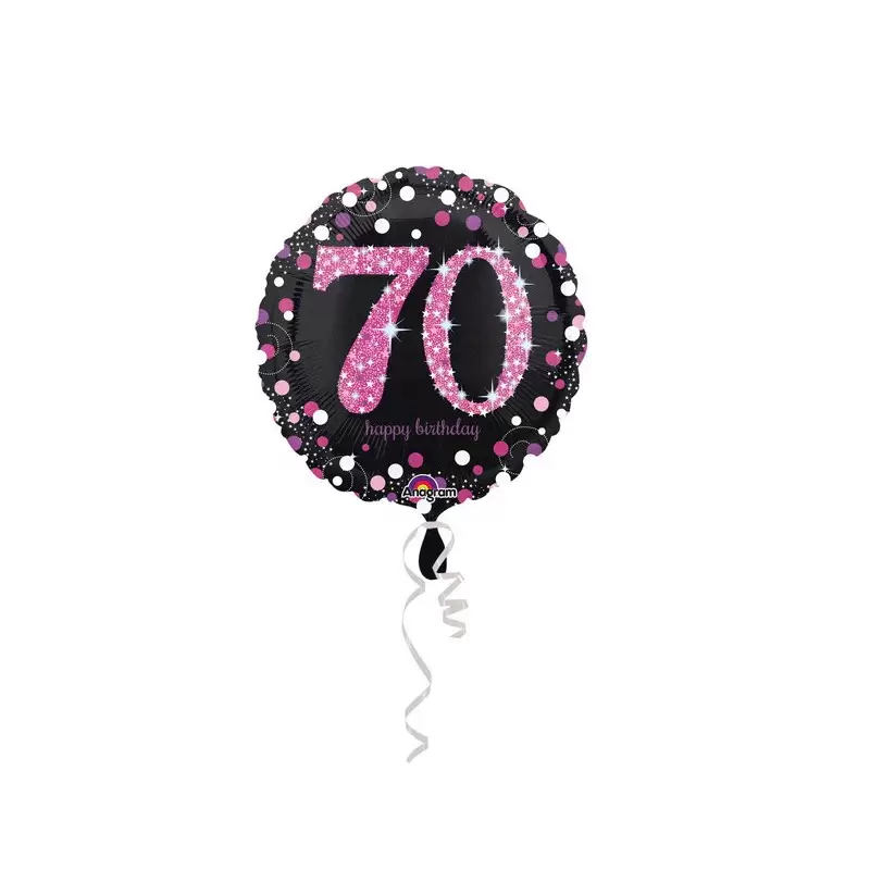 Palloncino foil 70 Anni Pois Pink Celebration olografico 45 cm 3378901 - 1pz