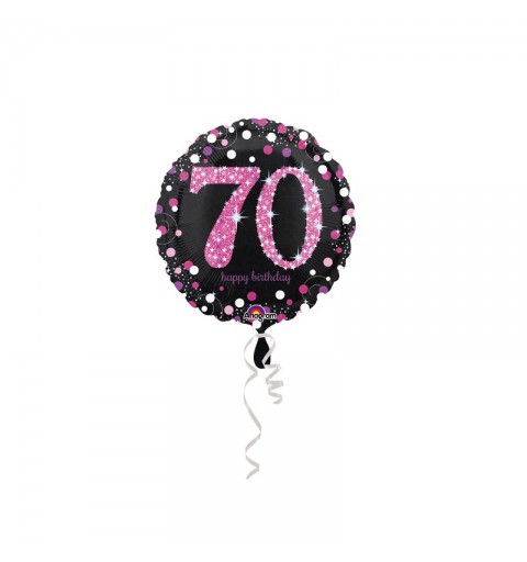 Palloncino foil 70 Anni Pois Pink Celebration olografico 45 cm 3378901 - 1pz