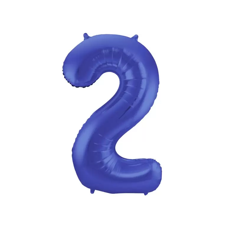 Palloncino foil Numerale Satinato Blu  n°2 - 86cm 65922