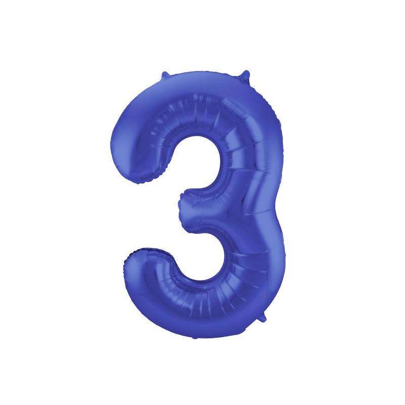 Palloncino foil Numerale Satinato Blu  n°3 - 86cm 65923