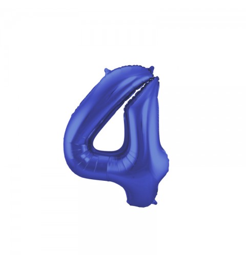 Palloncino foil Numerale Satinato Blu  n°4 - 86cm 65924