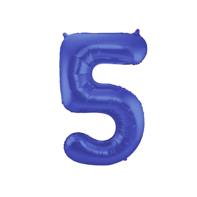 Palloncino foil Numerale Satinato Blu  n°5 - 86cm 65925
