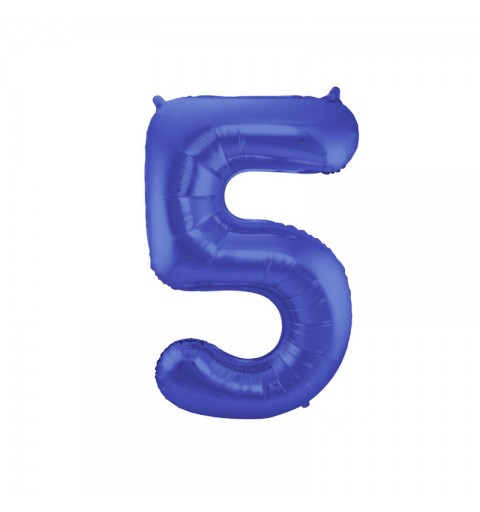 Palloncino foil Numerale Satinato Blu  n°5 - 86cm 65925