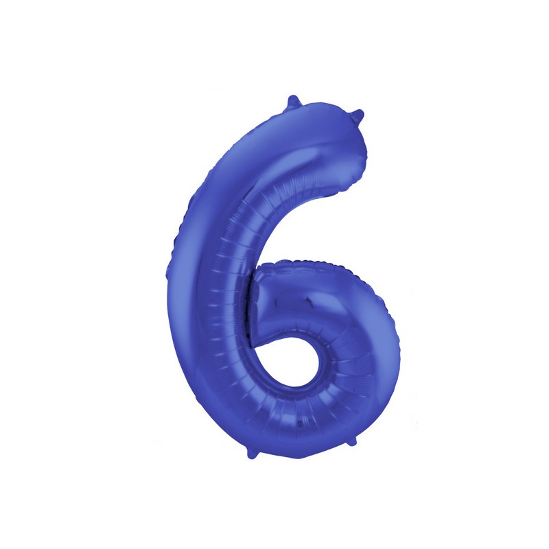 Palloncino foil Numerale Satinato Blu  n°6 - 86cm 65926