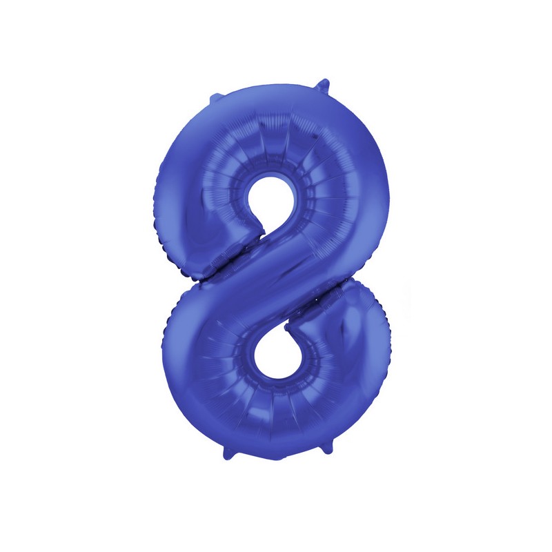 Palloncino foil Numerale Satinato Blu  n°8 - 86cm 65928