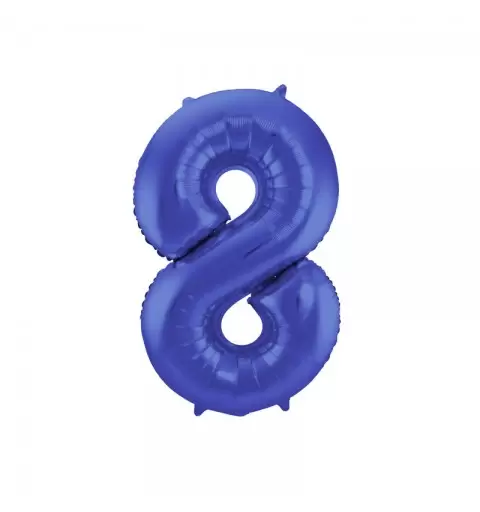 Palloncino foil Numerale Satinato Blu  n°8 - 86cm 65928