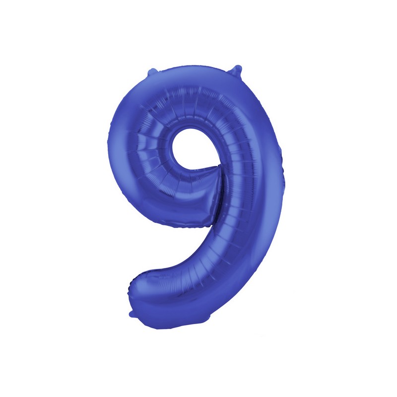 Palloncino foil Numerale Satinato Blu  n°9 - 86cm 65929