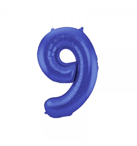 Palloncino foil Numerale Satinato Blu  n°9 - 86cm 65929