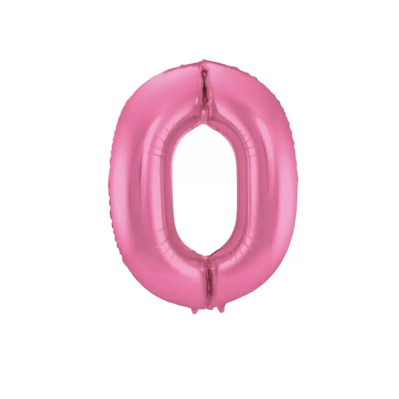 Palloncino foil Numerale Satinato Rosa  n°0 - 86cm 65900
