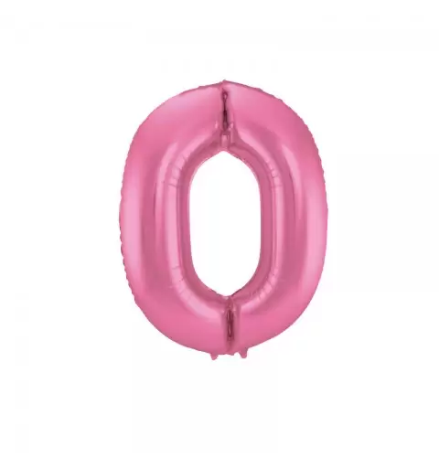 Palloncino foil Numerale Satinato Rosa  n°0 - 86cm 65900