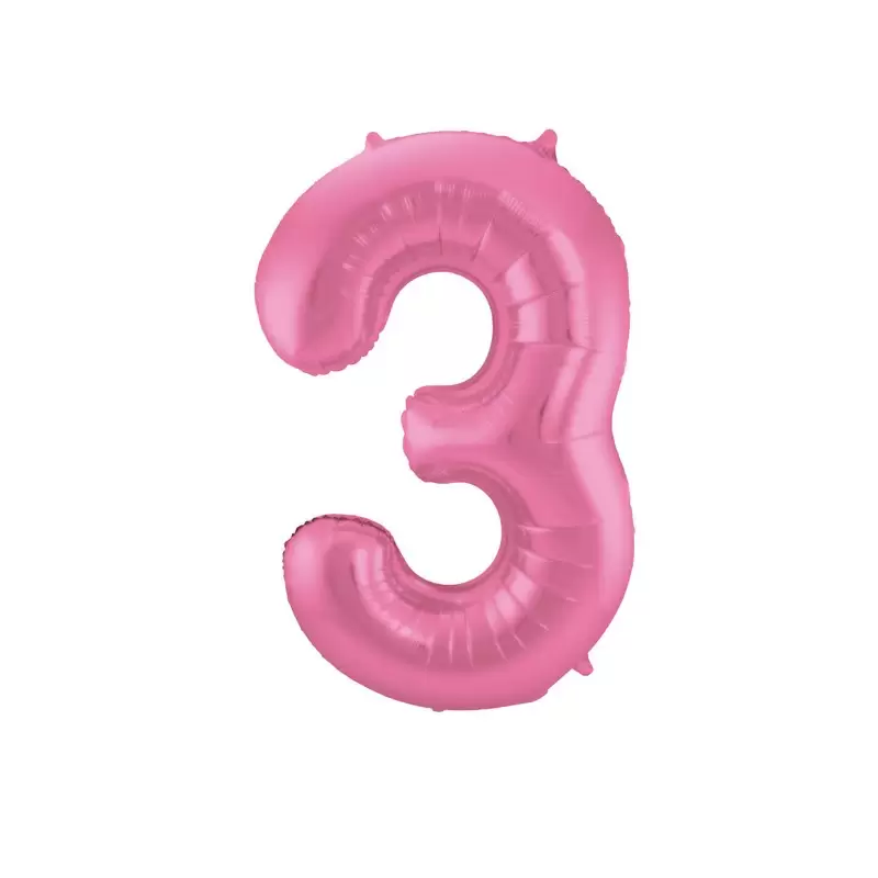 Palloncino foil Numerale Satinato Rosa  n°3 - 86cm 65903