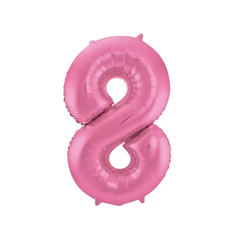 Palloncino foil Numerale Satinato Rosa  n°8 - 86cm 65908
