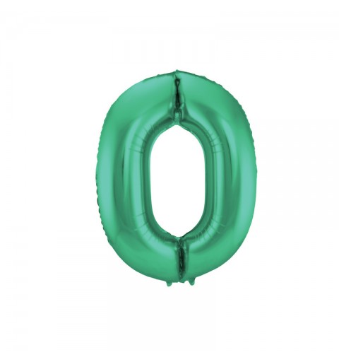 Palloncino foil Numerale Satinato Verde n° 0 - 86cm 65910