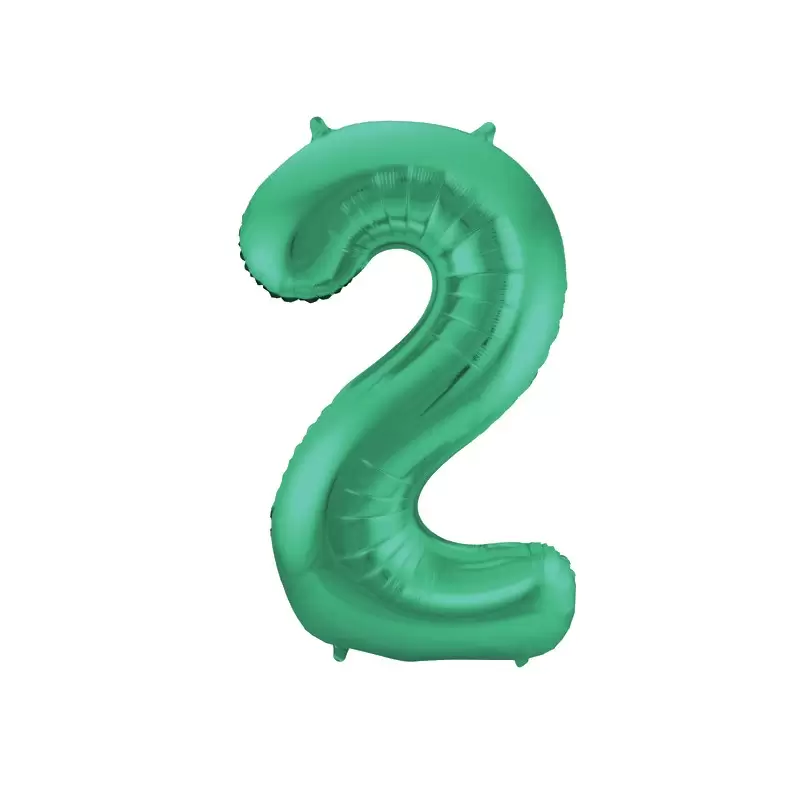 Palloncino foil Numerale Satinato Verde n° 2 - 86cm 65912