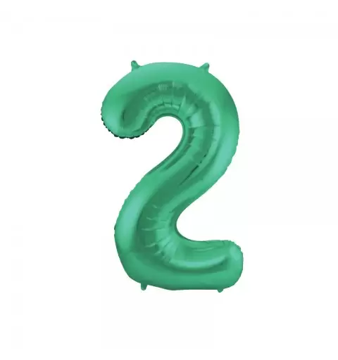Palloncino foil Numerale Satinato Verde n° 2 - 86cm 65912