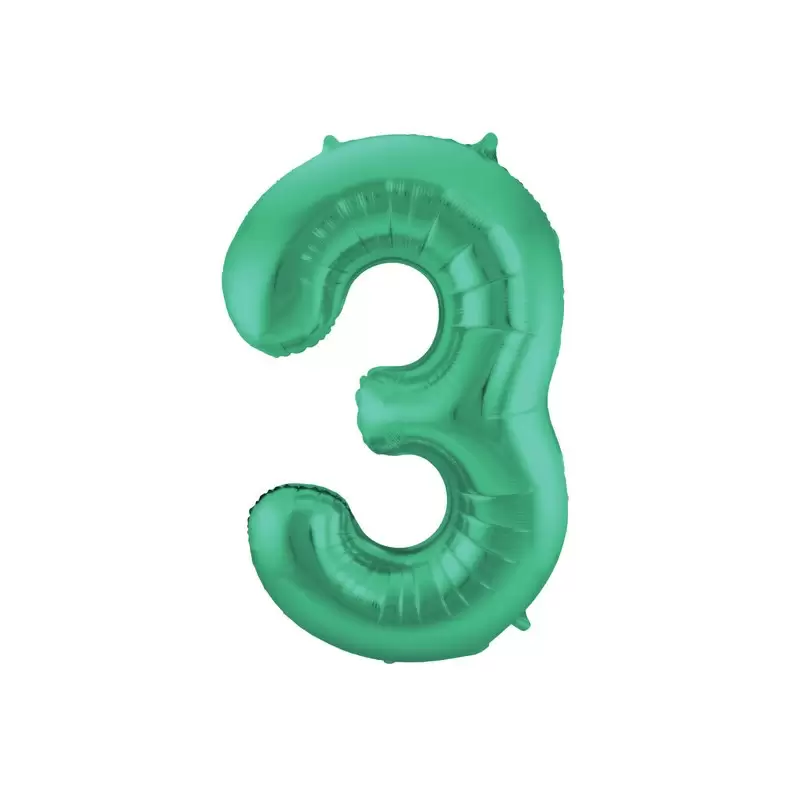Palloncino foil Numerale Satinato Verde n° 3 - 86cm 65913
