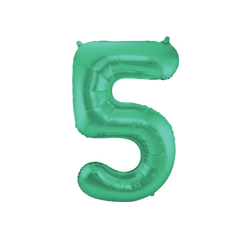 Palloncino foil Numerale Satinato Verde n° 5 - 86cm 65915