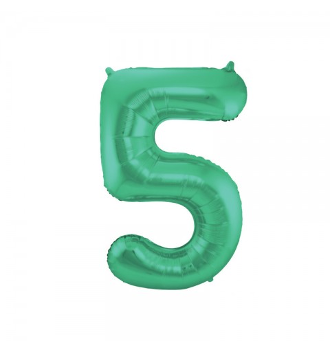 Palloncino foil Numerale Satinato Verde n° 5 - 86cm 65915