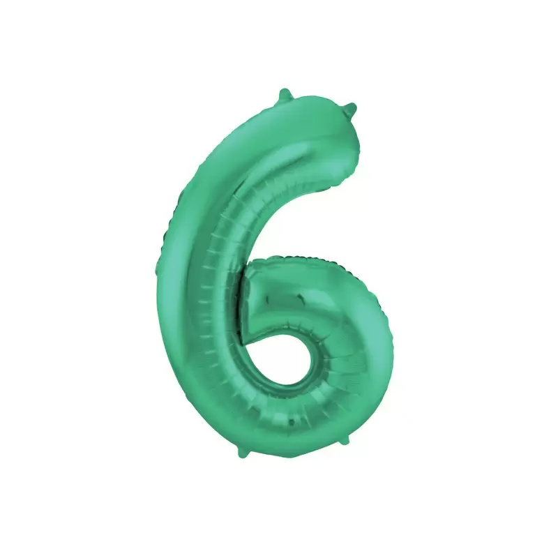 Palloncino foil Numerale Satinato Verde n° 6 - 86cm 65916