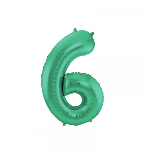 Palloncino foil Numerale Satinato Verde n° 6 - 86cm 65916