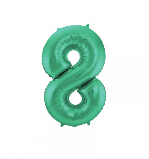 Palloncino foil Numerale Satinato Verde n° 8 - 86cm 65918
