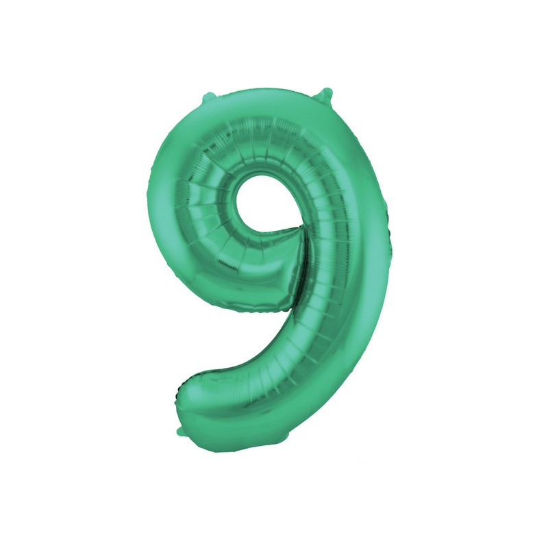 Palloncino foil Numerale Satinato Verde n°9 - 86cm 65919