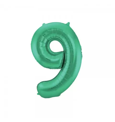 Palloncino foil Numerale Satinato Verde n°9 - 86cm 65919