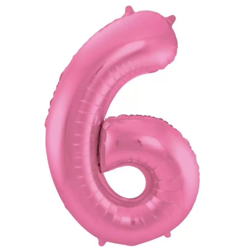 Palloncino foil Numerale Satinato Rosa  n°6 - 86cm 65906