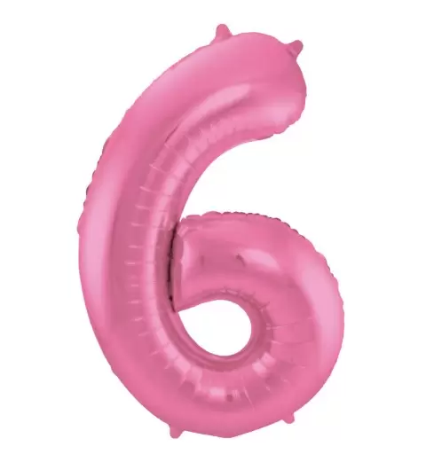 Palloncino foil Numerale Satinato Rosa  n°6 - 86cm 65906