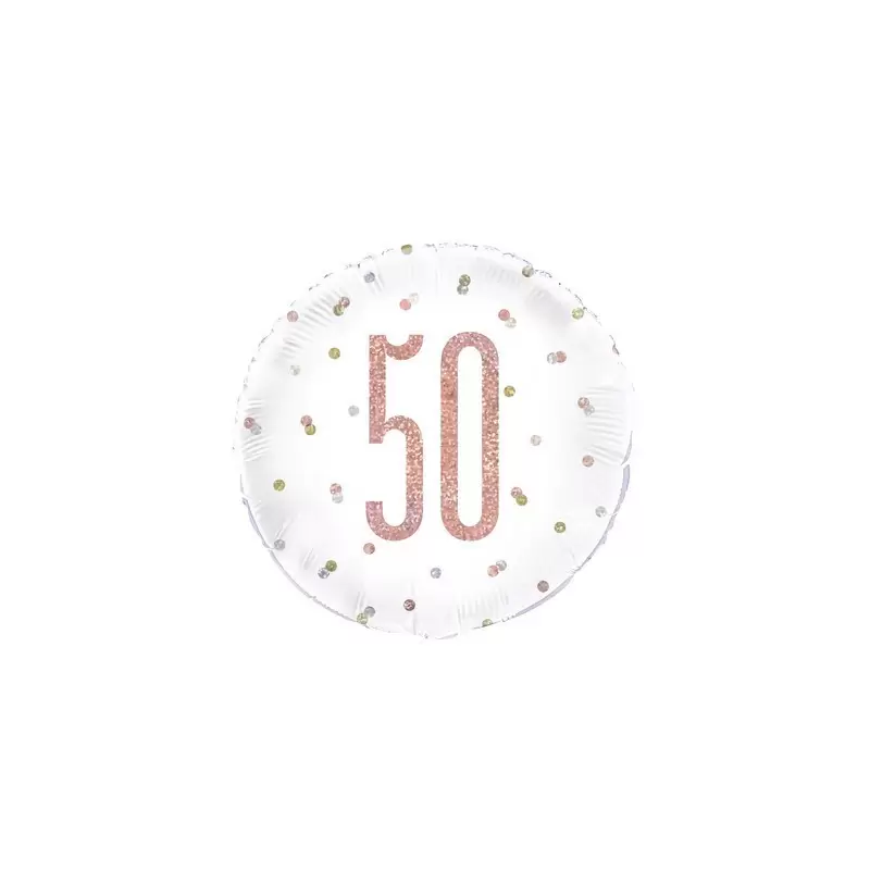 PALLONCINO FOIL 50 ANNI ROSE GOLD E BIANCO