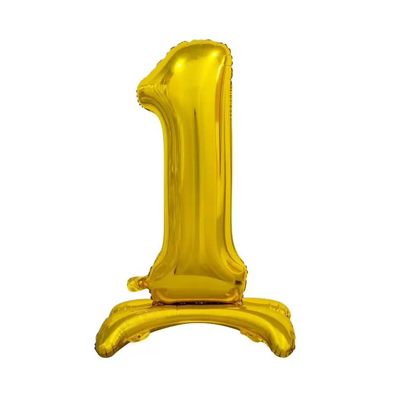 Palloncino Foil Numerale Oro con Stand/ Supporto n 1 - 74 cm BCASZ1  Beauty & Charm