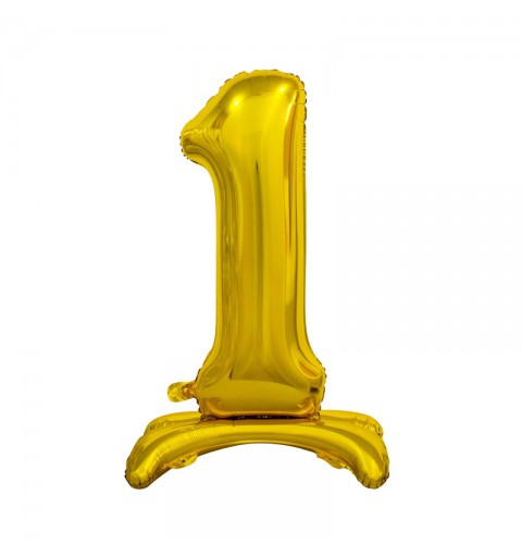 Palloncino Foil Numerale Oro con Stand/ Supporto n 1 - 74 cm BCASZ1  Beauty & Charm