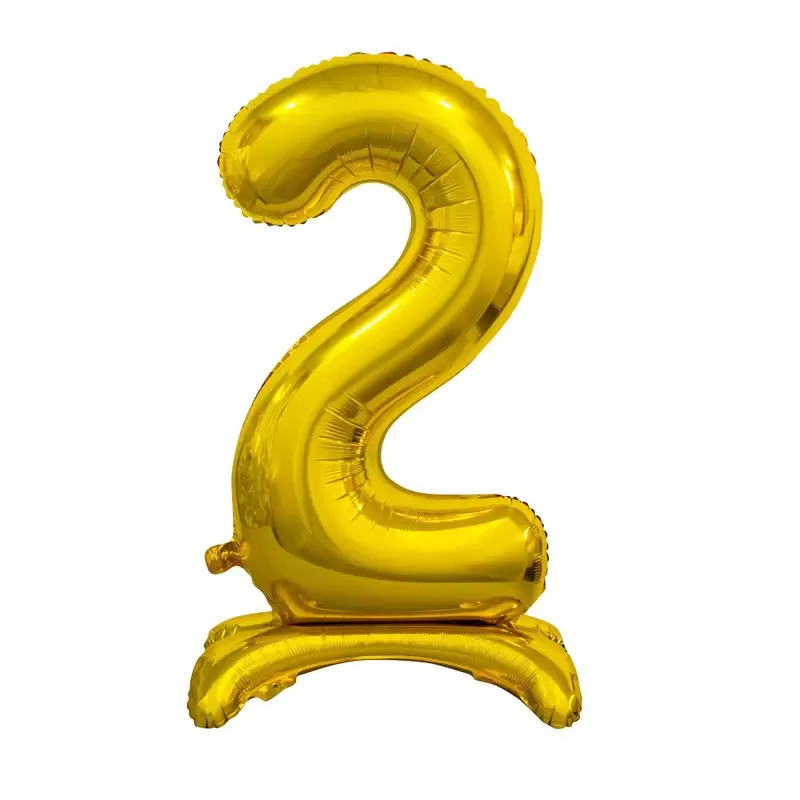 Palloncino Foil Numerale Oro con Stand/ Supporto n 2 - 74 cm BCASZ2  Beauty & Charm