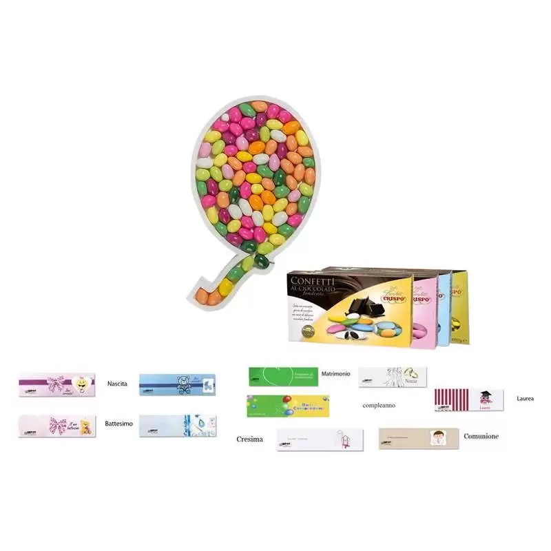 PALLONCINO DI POLISTIROLO CON CONFETTI CRISPO FONDENTI