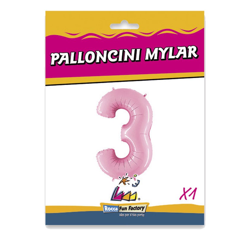 Palloncino numero 3 rosa 101 cm - RCP 3/01