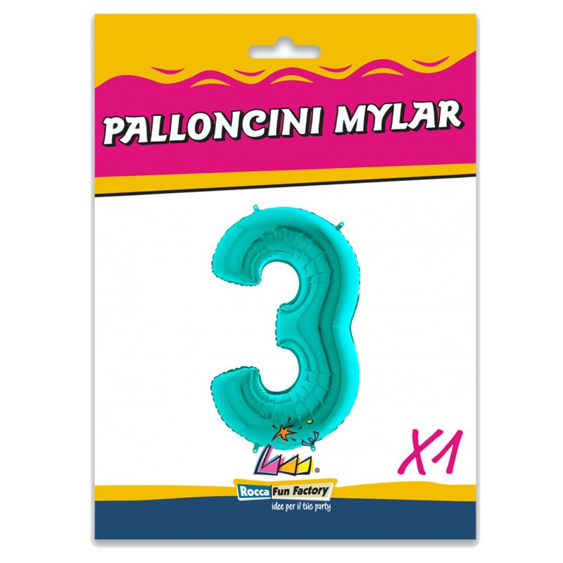 Palloncino numero 3 tiffany scuro 101 cm - RCTS 3/01
