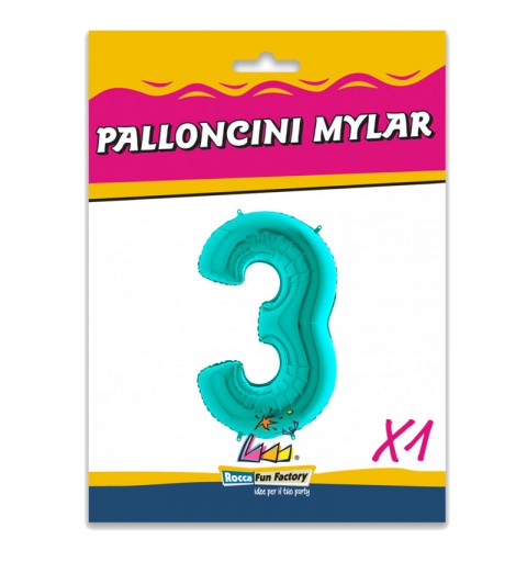 Palloncino numero 3 tiffany scuro 101 cm - RCTS 3/01