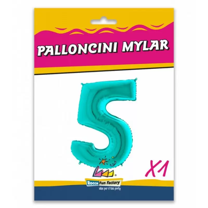 Palloncino numero 5 tiffany scuro 101 cm - RCTS 5/01
