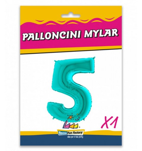 Palloncino numero 5 tiffany scuro 101 cm - RCTS 5/01