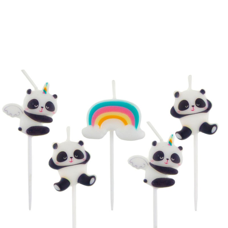 Biglietto Buon compleanno Pencil Panda con candelina