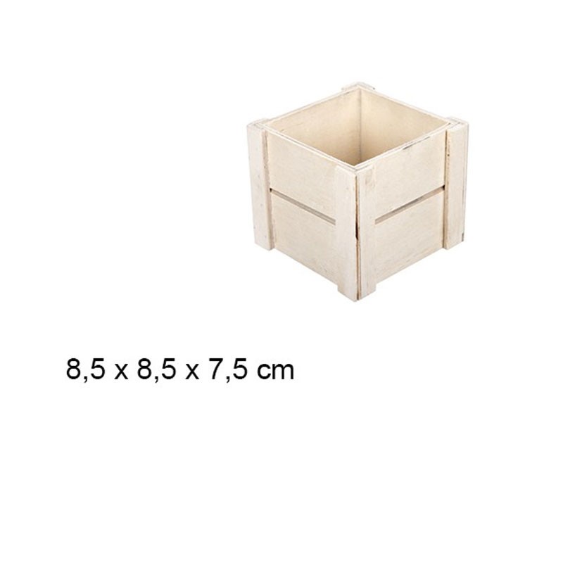 Mini Cassetta della Frutta cubo in legno naturale 8,5 CM 1 pz - 108302