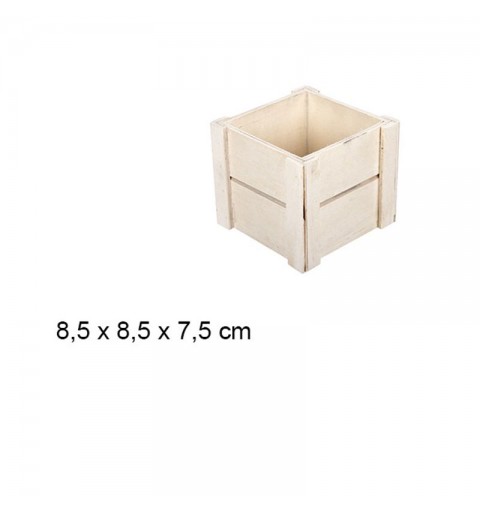 Mini Cassetta della Frutta cubo in legno naturale 8,5 CM 1 pz - 108302
