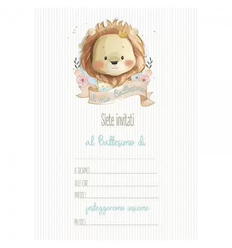 INVITO DI CARTA LEONCINO LION BATTESIMO