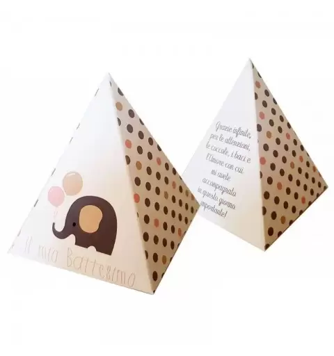 50 SCATOLINE PIRAMIDE BABY ELEPHANT ROSA IL MIO BATTESIMO
