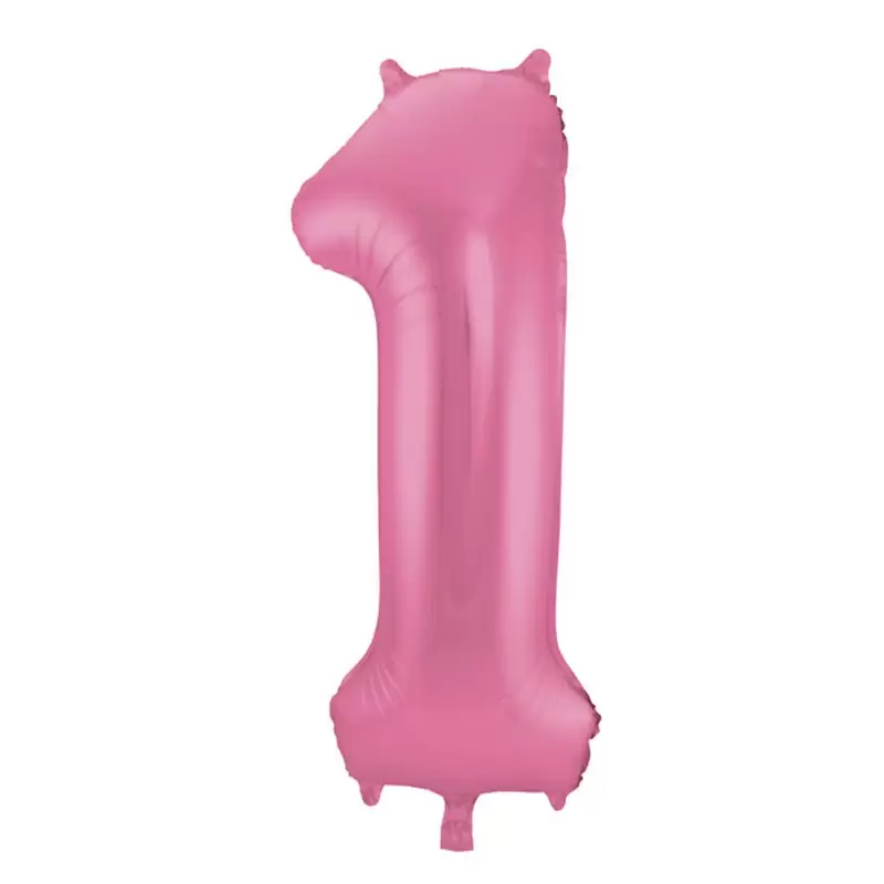 Palloncino foil Numerale Satinato Rosa  n°1 - 86cm 65901