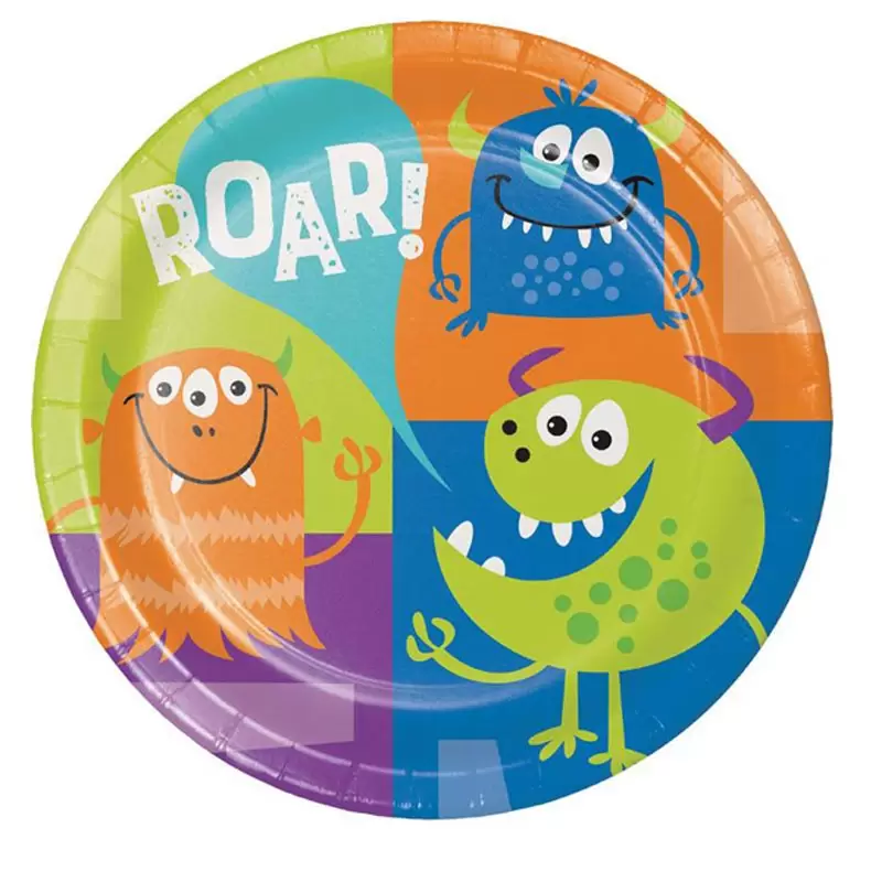 PIATTI IN CARTA FUN MOSTERS 23 CM 8 PZ - 331744