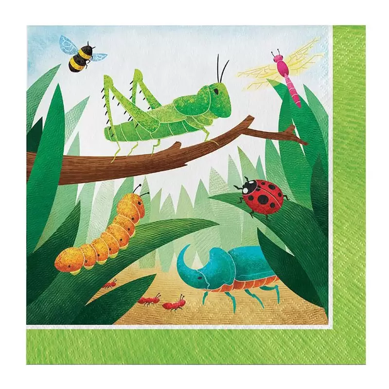 TOVAGLIOLI IN CARTA BIRTHDAY BUGS - INSETTI 33 X 33 CM 16 PZ - 346236