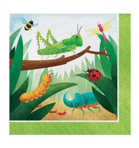TOVAGLIOLI IN CARTA BIRTHDAY BUGS - INSETTI 33 X 33 CM 16 PZ - 346236