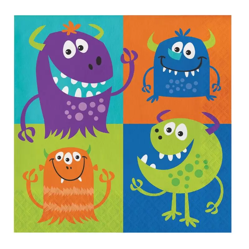TOVAGLIOLI IN CARTA FUN MOSTERS 33 X 33 CM 16 PZ - 331746