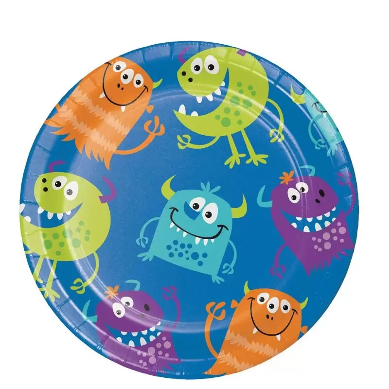 PIATTI DESSERT IN CARTA FUN MOSTERS 18 CM 8 PZ - 331745